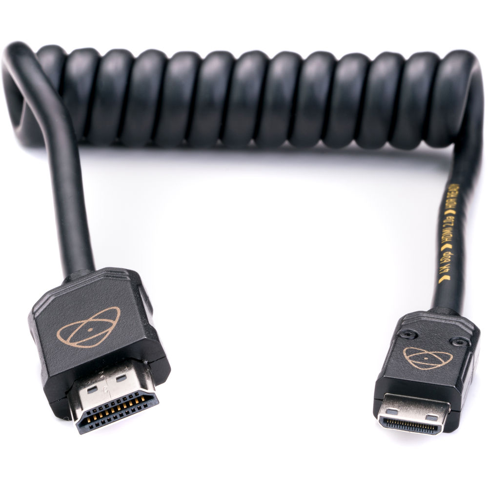 Atomos AtomFLEX mini-HDMI to HDMI Coiled Cable (12 to 24 inches) สาย mini-HDMI v2.0 คุณภาพสูง สายสปริงความยาว 30-60 ซม. รองรับสัญญาณ 4K 60 fps