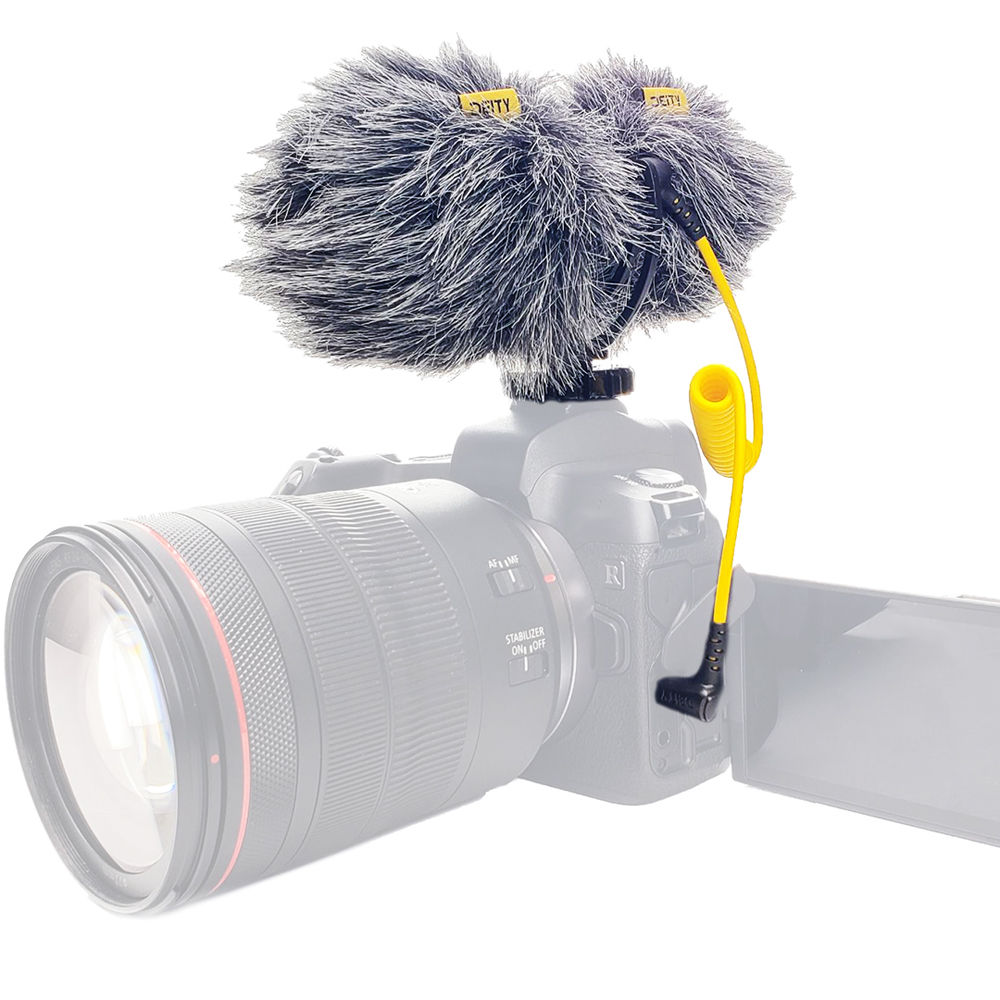 Deity V-Mic D4 Duo ไมค์ติดกล้อง mirrorless, DSLR รูปแบบการรับเสียง Cardioid คู่ รับเสียงทั้งด้านหน้าและหลังไมค์ ช่องเสียบไมค์เพิ่ม 3.5mm พร้อมขนแมวกันลม และกันสั่น Rycote ราคา 3200 บาท