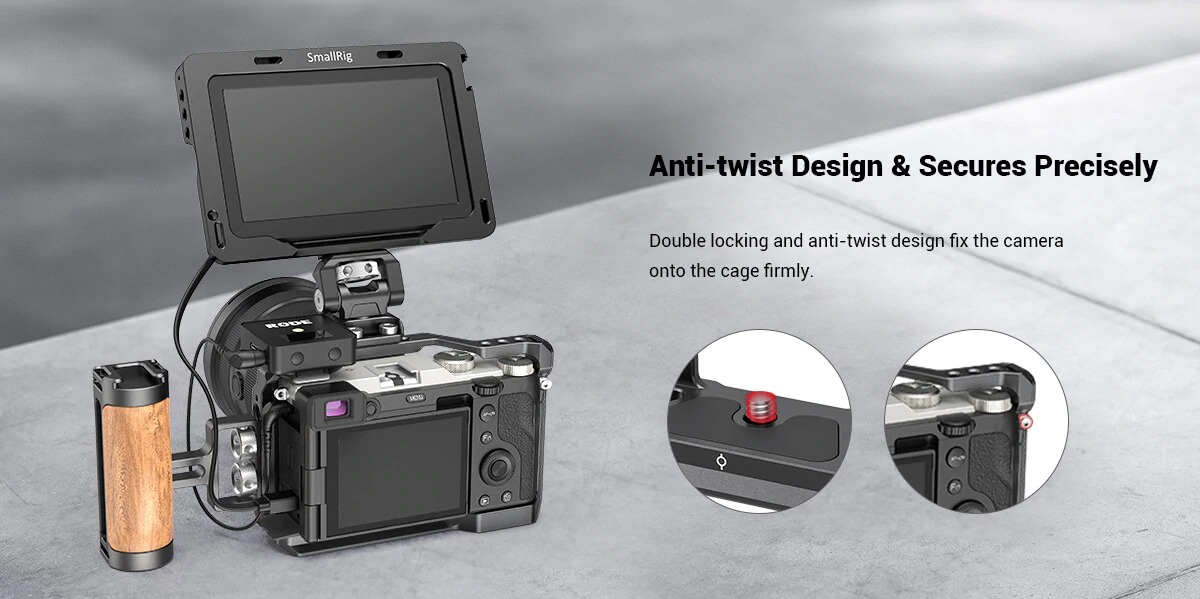 SmallRig Cage for Sony A7C 3081 ชุดริกกล้อง Sony A7C ยึดกล้องด้วยน๊อตสองจุด พร้อมรูน๊อต 1/4, 3/8, Arri Mount และฮอทชู ฐานล่าง Arca ราคา 1350 บาท
