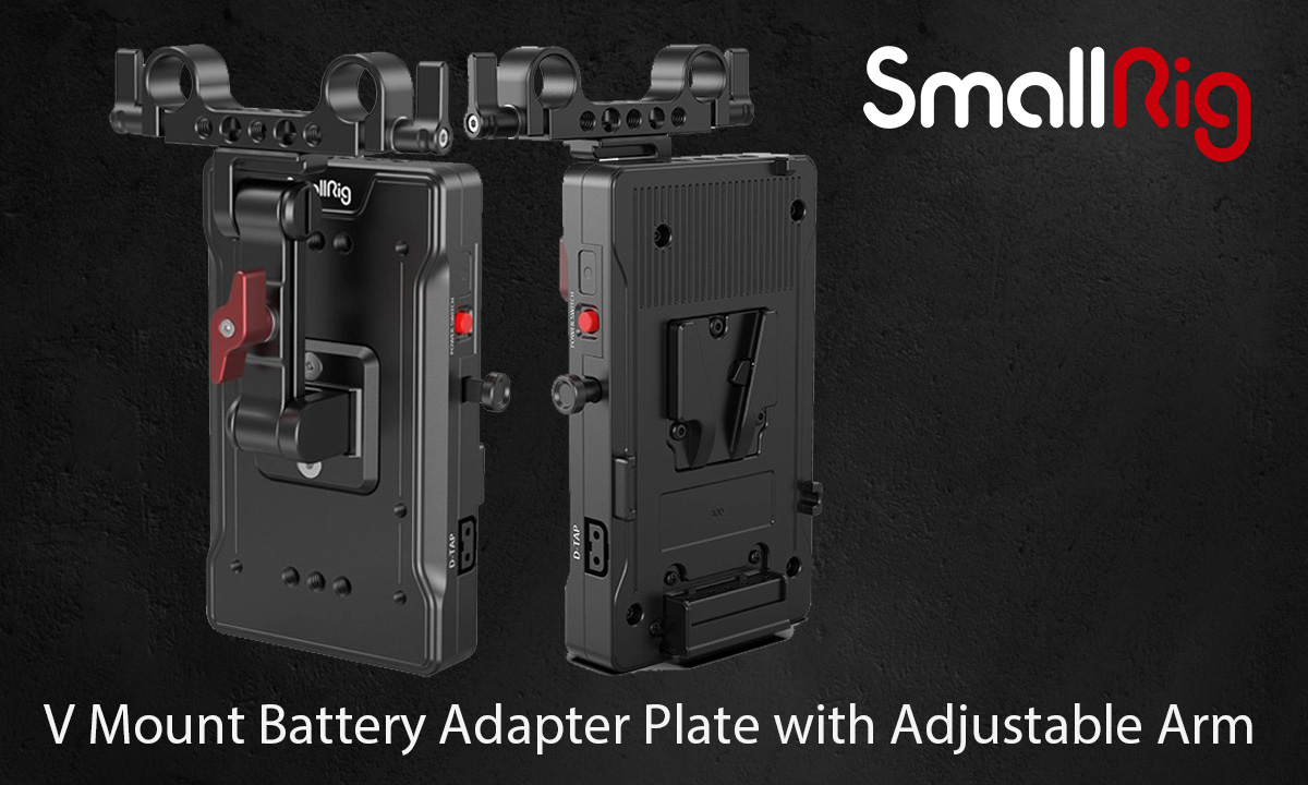 SmallRig V Mount Battery Adapter Plate with Adjustable Arm 3204 เพลทแบต V-Mount สำหรับชุดริกกล้อง พร้อมช่องจ่ายไฟ 8V, 12V, 14.8V D-Tap และ 5V/2A USB สำหรับจ่ายไฟไปยังกล้องและอุปกรณ์ต่างๆ