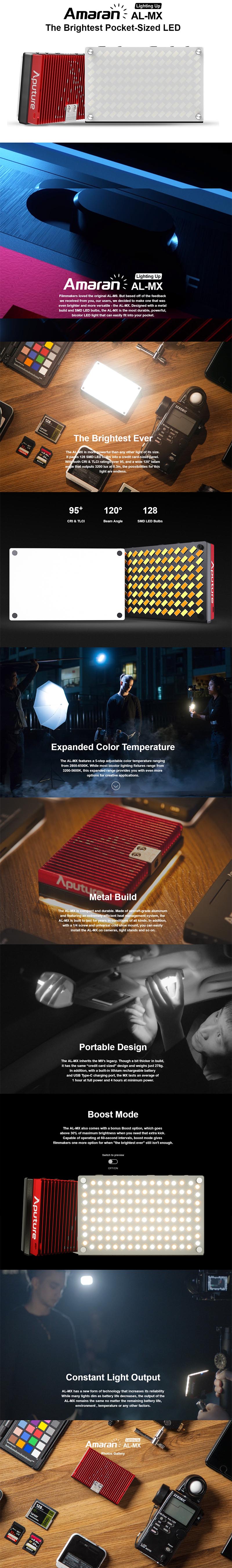ขายไฟ LED Aputure AL-MX Pocket-Size LED Light ขนาดพกพา ปรับสีได้ 2800-6500 K ราคา 5200 บาท