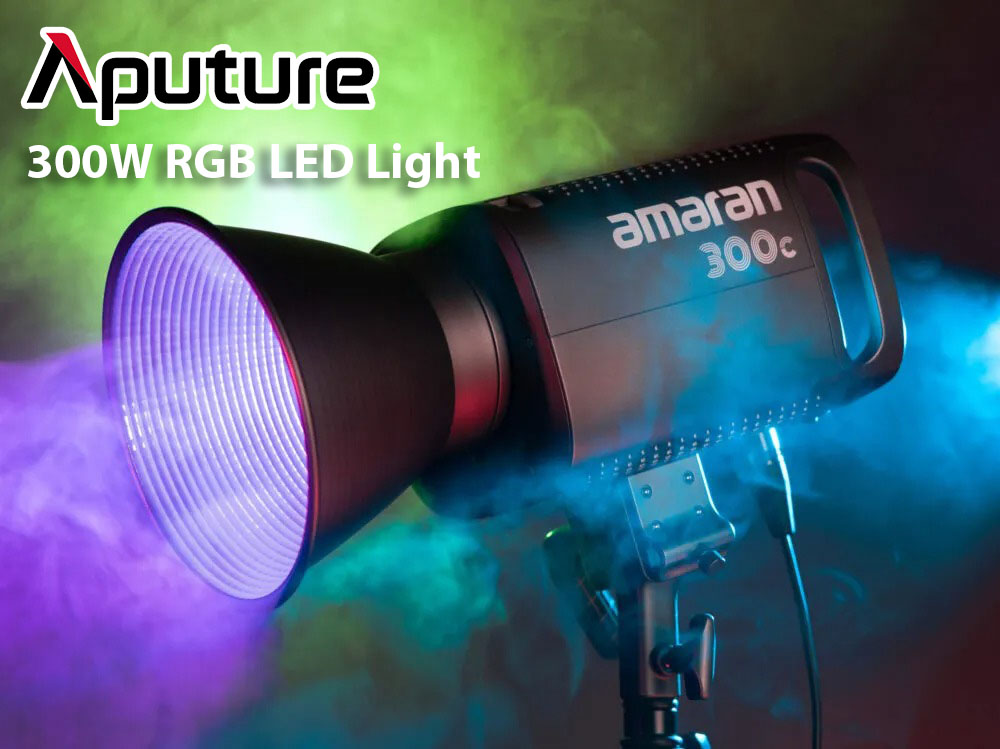Aputure Amaran 300C  RGB LED Monolight ไฟ LED กำลังไฟ 300W ปรับสีได้ทั้ง RGB และอุณหภูมิแสง 2500-7500K ควบคุมผ่านแอพ Sidus Link รองรับอุปกรณ์เสริมเมาท์ Bowens ที่ใส่ก้านร่ม พร้อมเอฟเฟกต์ในตัว 9 แบบ โคมสะท้อนแสง และกล่องโฟม
