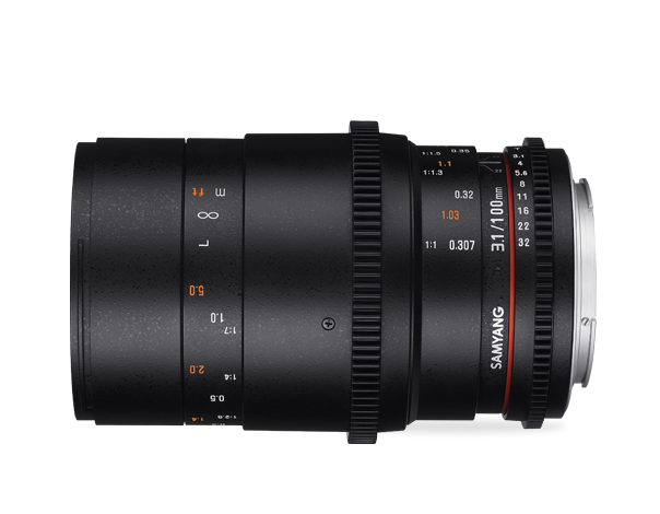 Samyang 100mm T3.1 Macro Cine DS Lens เลนส์ในระบบ Cinema รองรับการใช้งานร่วมกับ DSLR-Movie หรือ Professional Video Camera  ราคา 23900 บาท